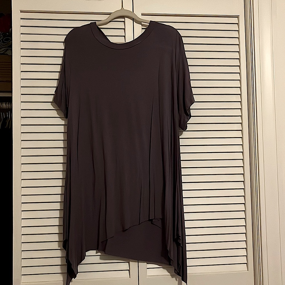 Purple tunic shirt with back cut outs